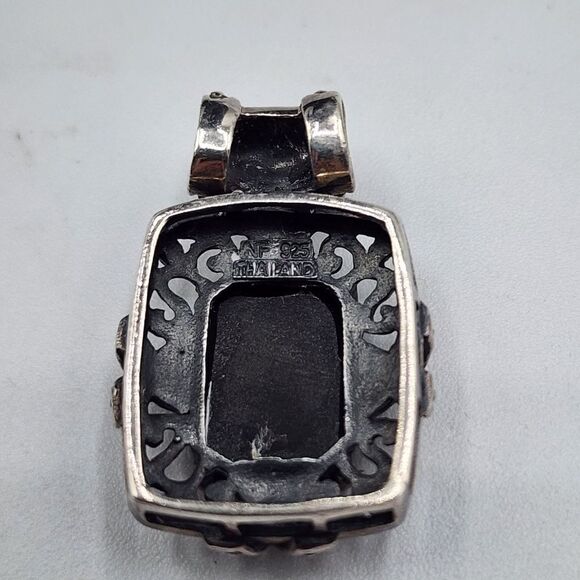 925 Silver filigree & onyx pendant - Picture 2 of 3